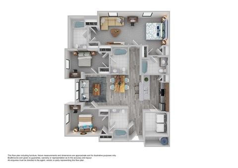 Floor plan for 3 beds, 4 baths, 1425 sqft